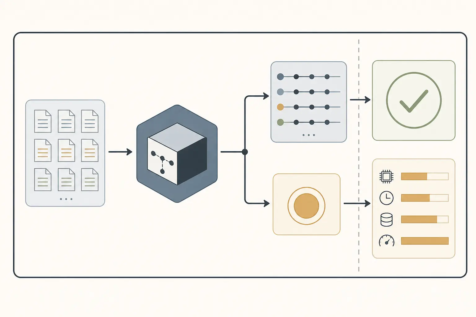 Illustration of a bounded test fixture with synthetic records, tool traces, and explicit limits