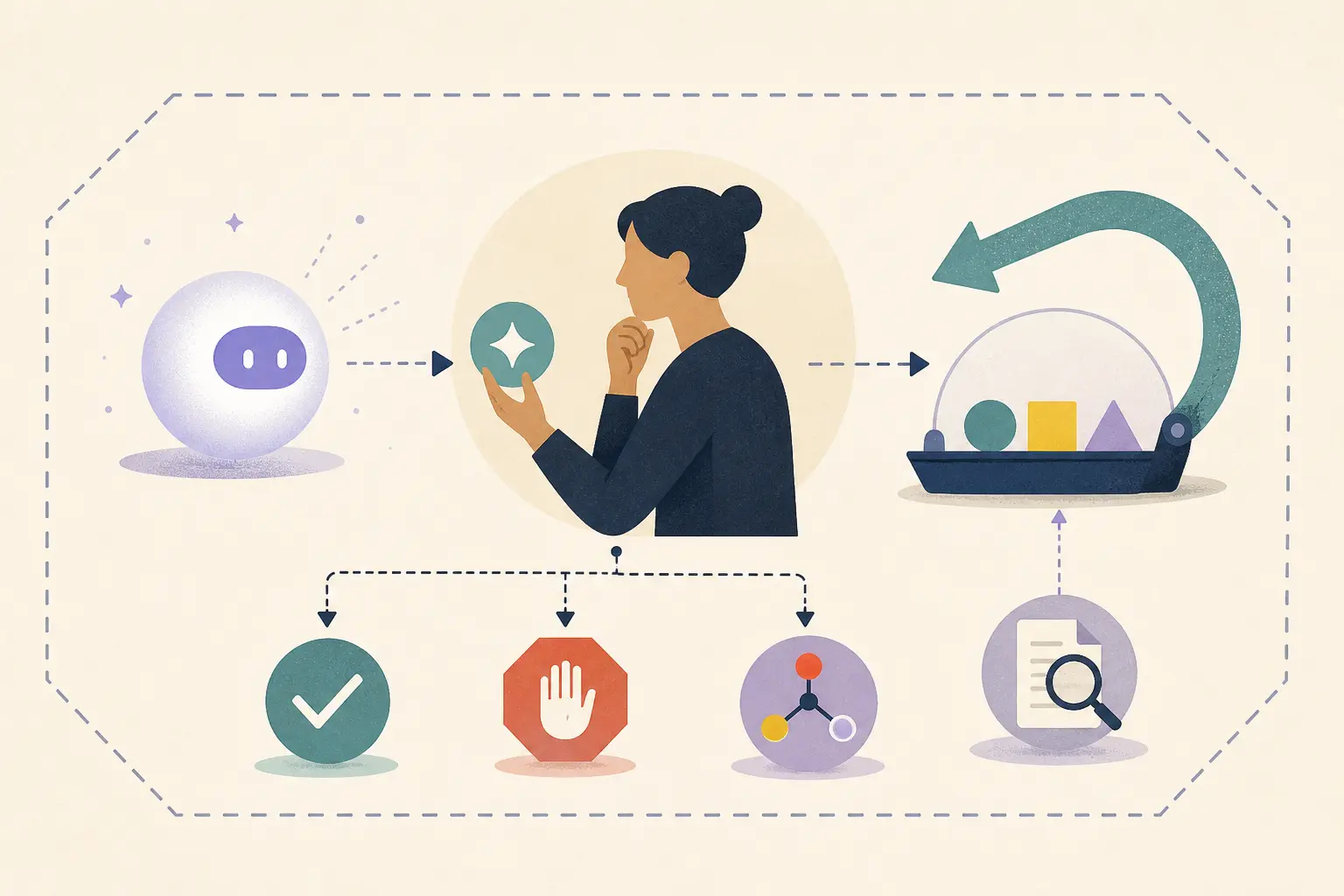 Illustration of a human-reviewed shadow test for a recurring operations task