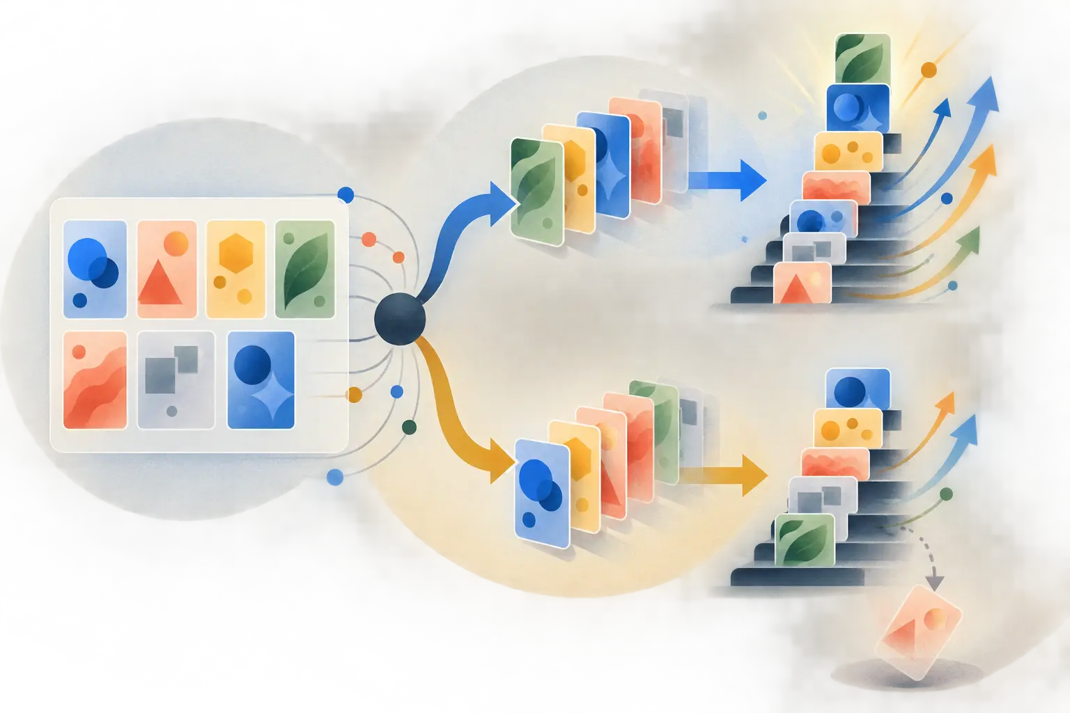 Illustration of two AI workflow rankings changing when stakeholder enthusiasm becomes visible
