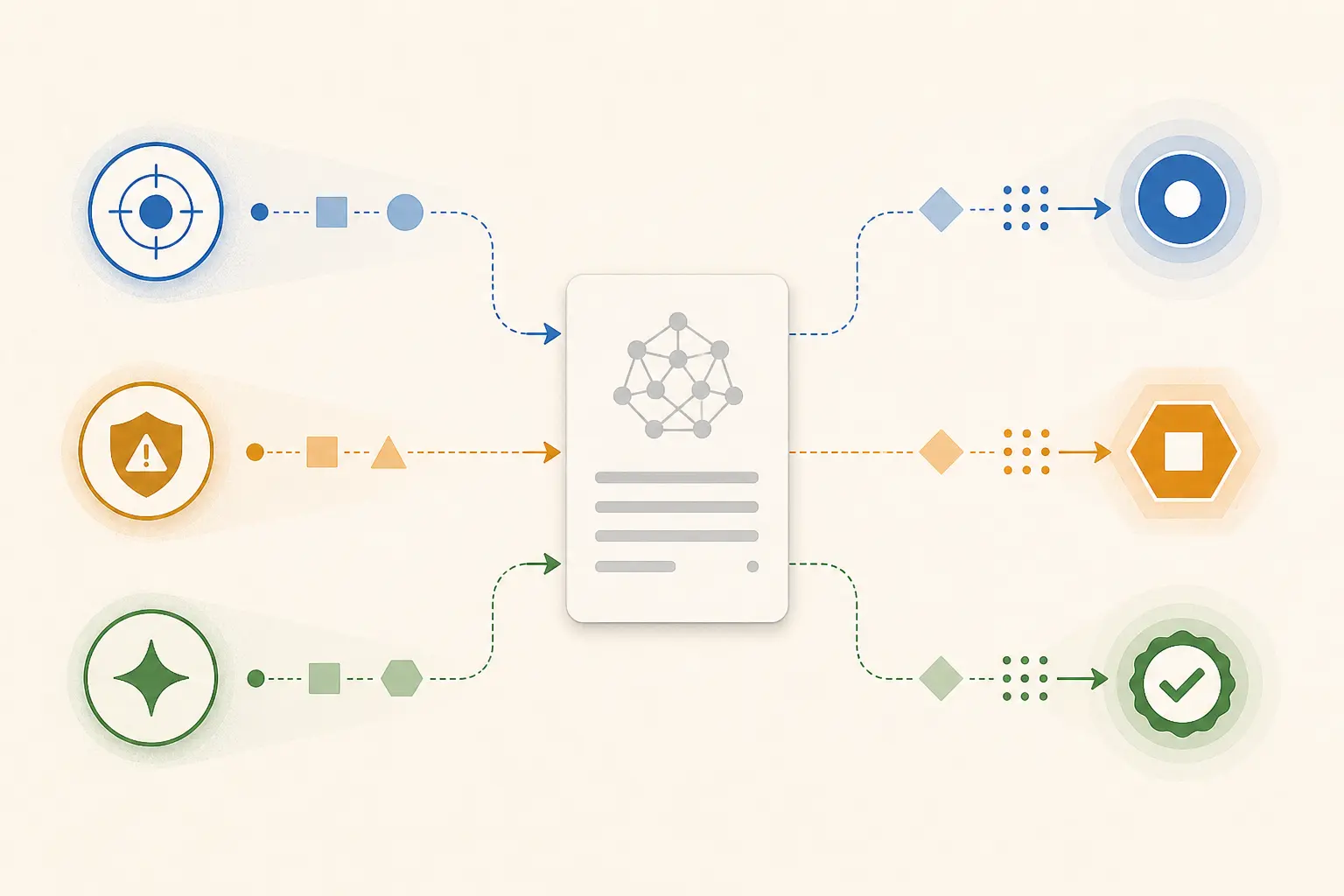 Illustration of three reviewers scoring one AI output against different release objectives