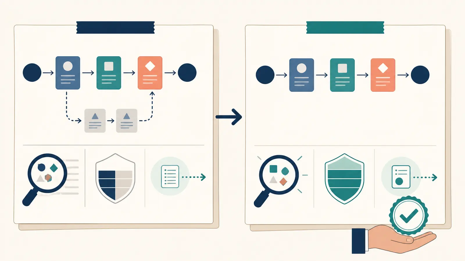 Illustration of a paired before-and-after workflow observation worksheet
