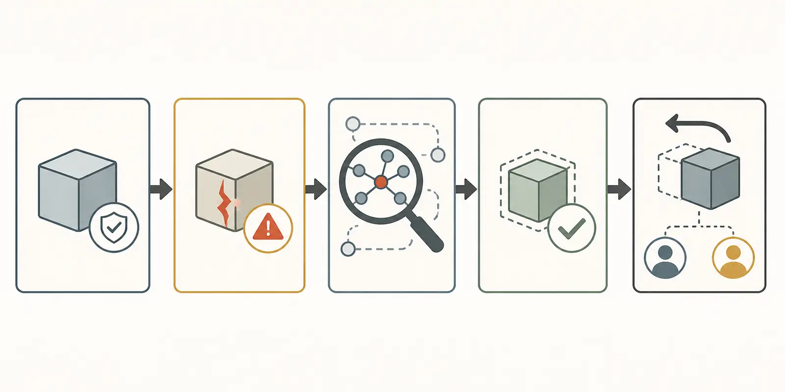 Illustration of a five-stage AI handover acceptance test with rollback